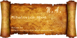 Mihalovics Abod névjegykártya